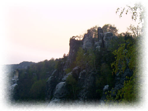 Bastei in Abendd�mmerung